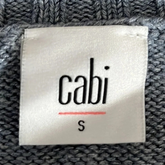 Cabi Short & Sweet Cropped Cable Knit Sweater in Dusty Blue - Size Small - Picture 5 of 7